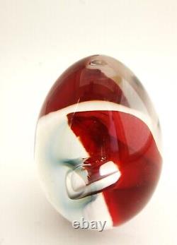 Archimede Seguso Murano Red and Clear Egg-Shaped Paperweight Signed Original Tag