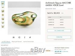 Archimede Seguso free form bowl, Macchia Ambra Verde, Circa 1955