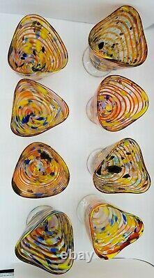 Aristide Najean Murano Italy hand blown set of 8 Art Glass glasses / tumblers