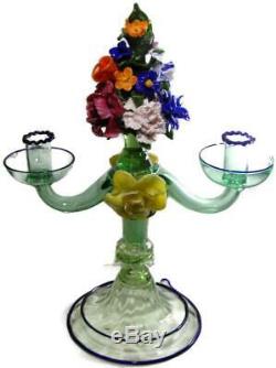 Art Deco Salviati Venetian Murano Art Glass Centerpiece with Applied Flowers