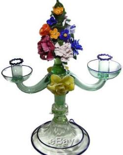 Art Deco Salviati Venetian Murano Art Glass Centerpiece with Applied Flowers