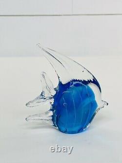 Art Glass Blue Fish Hand Blown Murano Style