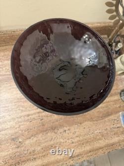 Art Glass Compote Murano Style Centerpiece Bowl Hand Blown Glass