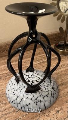 Art Glass Compote Murano Style Centerpiece Bowl Hand Blown Glass