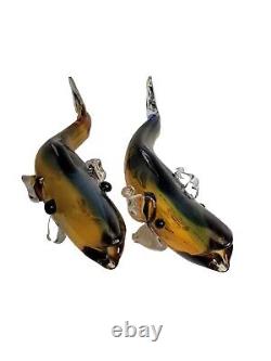 Art Glass Hand Blown Colorful Glass Fish Sculpture. Set Of 2(Murano)