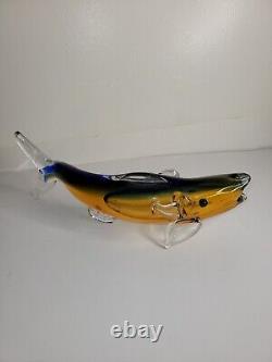 Art Glass Hand Blown Colorful Glass Fish Sculpture. Set Of 2(Murano)