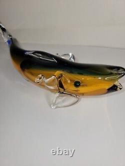 Art Glass Hand Blown Colorful Glass Fish Sculpture. Set Of 2(Murano)