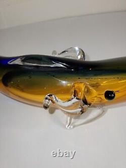 Art Glass Hand Blown Colorful Glass Fish Sculpture. Set Of 2(Murano)