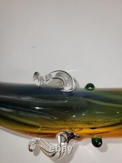 Art Glass Hand Blown Colorful Glass Fish Sculpture. Set Of 2(Murano)