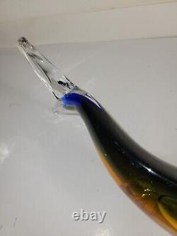Art Glass Hand Blown Colorful Glass Fish Sculpture. Set Of 2(Murano)