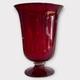 Art Glass Murano Hand Blown Ribbed Ruby Red Vase Infused Gold Band 8 NICE Cond
