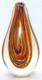 Art Glass Murano-Style, Hand-Blown, Orange, Blue, Sommerso Teardrop Vase 11 3/4