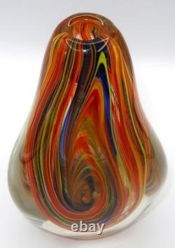 Art Glass Murano-Style, Hand-Blown, Orange, Blue, Sommerso Teardrop Vase 11 3/4