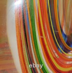 Art Glass Murano-Style, Hand-Blown, Orange, Blue, Sommerso Teardrop Vase 11 3/4