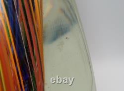 Art Glass Murano-Style, Hand-Blown, Orange, Blue, Sommerso Teardrop Vase 11 3/4