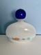 Art Milk Glass Hand Blown Large Decanter Bottle With Blue Stopper Italy Murano