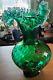 Arte Murano Kristal Mery Green Vase Ruffled Hand Blown Art Glass Made in Italy