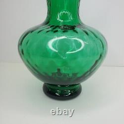 Arte Murano Kristal Mery Green Vase Ruffled Hand Blown Art Glass Made in Italy