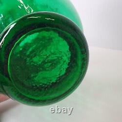 Arte Murano Kristal Mery Green Vase Ruffled Hand Blown Art Glass Made in Italy