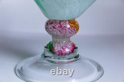 Authentic Murano Art Glass Bowl Starburst Rim Green Swirl Hand-Blown Italy