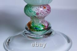 Authentic Murano Art Glass Bowl Starburst Rim Green Swirl Hand-Blown Italy