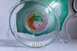 Authentic Murano Art Glass Bowl Starburst Rim Green Swirl Hand-Blown Italy