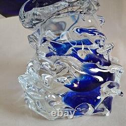 Authentic Murano Piazza Cobalt Blue Tropical Fish Hand Blown Glass 13 Pedestal