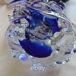 Authentic Murano Piazza Cobalt Blue Tropical Fish Hand Blown Glass 13 Pedestal