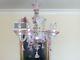 Authentic Venetian MURANO handblown pink glass Chandelier 6 arms 1972, Italy