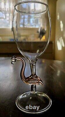 Authentic Vintage Hand Blown Murano Flamingo Wine Glass