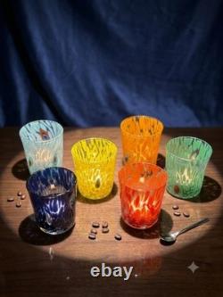 Authentic Zecchin Murano Glass Liqueur Glasses Set of 6 Hand Blown Venetian Ital