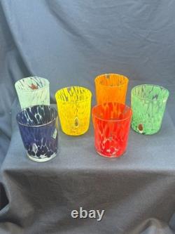 Authentic Zecchin Murano Glass Liqueur Glasses Set of 6 Hand Blown Venetian Ital