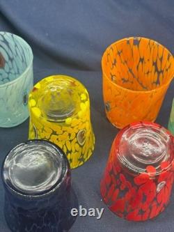 Authentic Zecchin Murano Glass Liqueur Glasses Set of 6 Hand Blown Venetian Ital