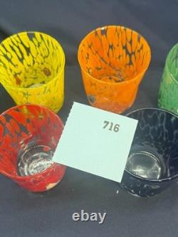 Authentic Zecchin Murano Glass Liqueur Glasses Set of 6 Hand Blown Venetian Ital
