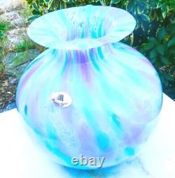 Azzurra Maestri Vetrai Hand Blown Italian Murano Style Speckled Glass Vase 10