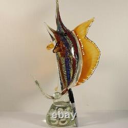 BADASH Murano-Style FIRESTORM Blown Art Glass Crystal 17 SAILFISH Sculpture