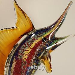 BADASH Murano-Style FIRESTORM Blown Art Glass Crystal 17 SAILFISH Sculpture