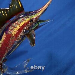 BADASH Murano-Style FIRESTORM Blown Art Glass Crystal 17 SAILFISH Sculpture