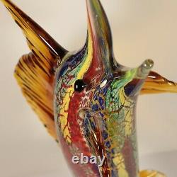 BADASH Murano-Style FIRESTORM Blown Art Glass Crystal 17 SAILFISH Sculpture