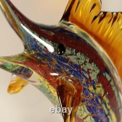 BADASH Murano-Style FIRESTORM Blown Art Glass Crystal 17 SAILFISH Sculpture