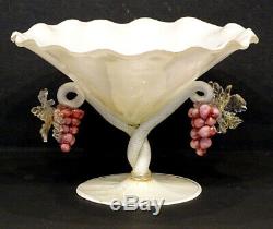 BAROVIER & TOSO for SALVIATI Vintage MURANO Art Glass TWISTED GRAPES Compote