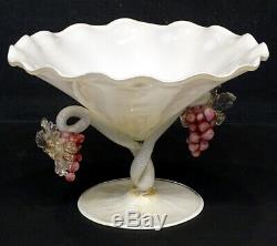 BAROVIER & TOSO for SALVIATI Vintage MURANO Art Glass TWISTED GRAPES Compote