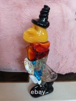 BEAUTIFUL MURANO Multicolored Glass Clown ITALY LOLIPOP HAND BLOWN SCULPTURE