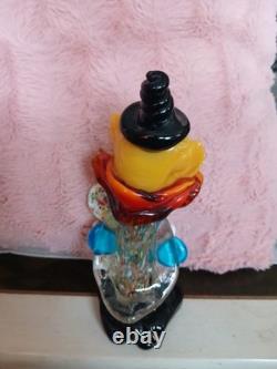 BEAUTIFUL MURANO Multicolored Glass Clown ITALY LOLIPOP HAND BLOWN SCULPTURE