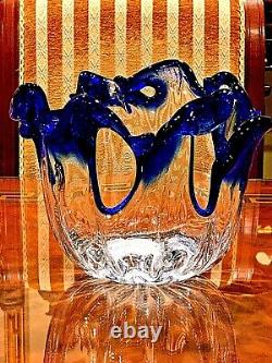 BEAUTIFUL VINTAGE HAND BLOWN RETICULATED ITALIAN MURANO GLASS VASE 7.9 x 10