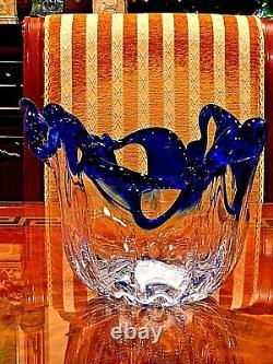 BEAUTIFUL VINTAGE HAND BLOWN RETICULATED ITALIAN MURANO GLASS VASE 7.9 x 10