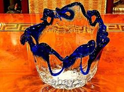 BEAUTIFUL VINTAGE HAND BLOWN RETICULATED ITALIAN MURANO GLASS VASE 7.9 x 10