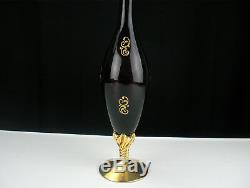 Barbini Murano Amethyst Decanter & Wine Glasses Set, Vintage Raised Floral Gold