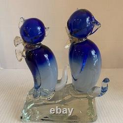 Barbini Murano Glass Blue Cats with Gold Flecked Scarves Sticker LOVELY