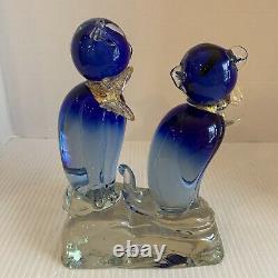 Barbini Murano Glass Blue Cats with Gold Flecked Scarves Sticker LOVELY